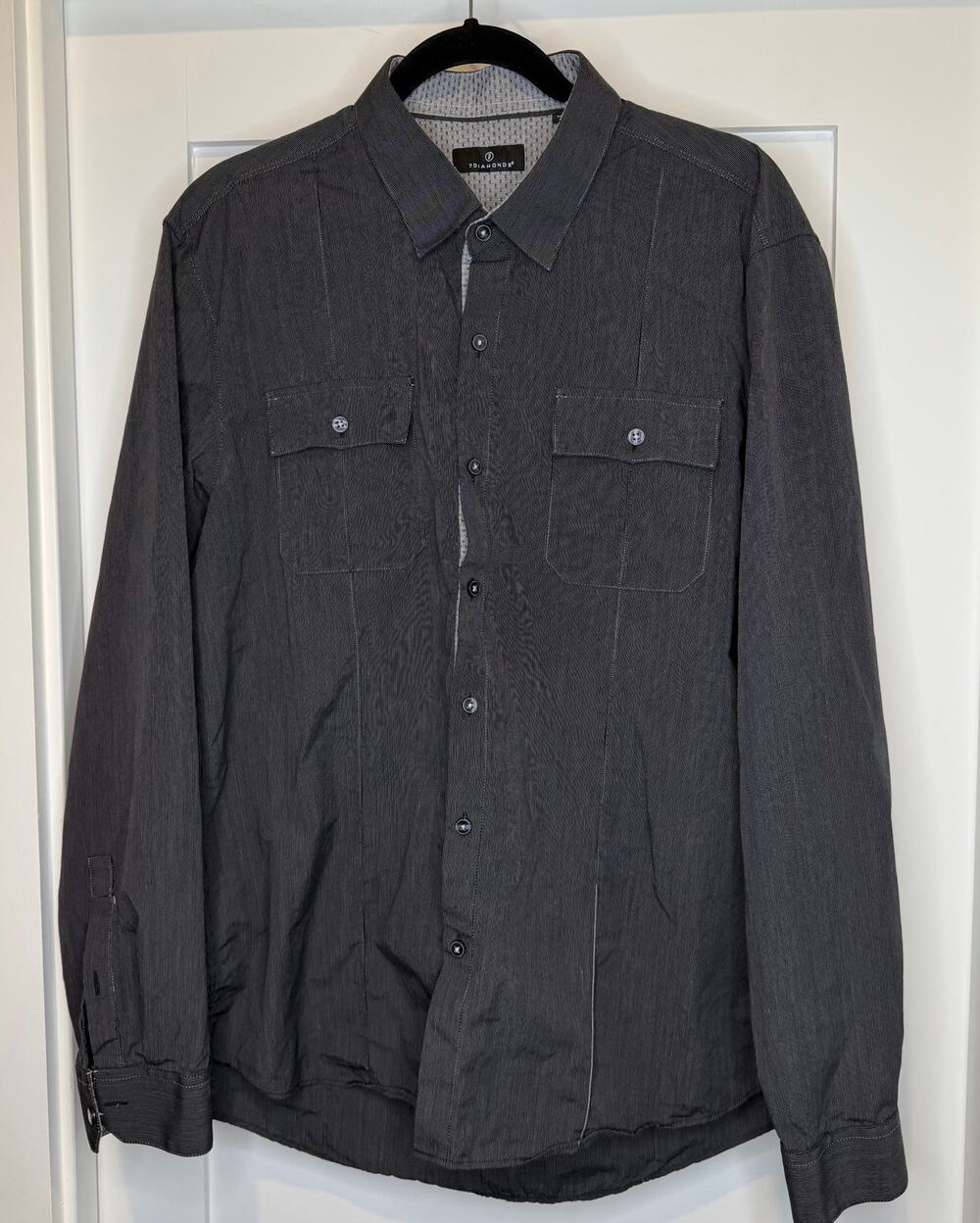 7Diamonds SMK-5170 Lightning Crashes Charcoal Cotton Button-Down Shirt XL